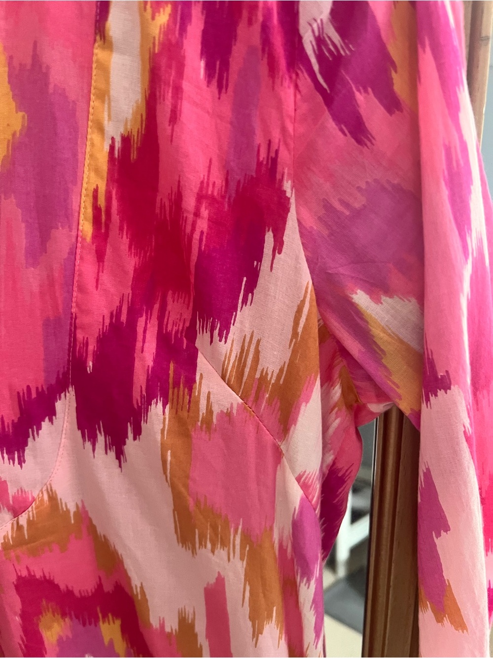 Banjanan Pink and Gold Ikat Button-Front Maxi Dress - Picture 6 of 8